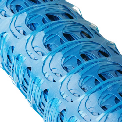 50 x Meters Blue Plastic Barrier Safety Mesh Fence 110gsm