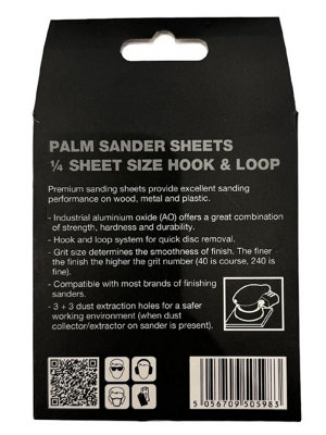 Dura-Gold 240 Grit Gold Hook & Loop Sandpaper Sheets – 1/4 Sheet, 5.5" X 4.5", Box Of 25