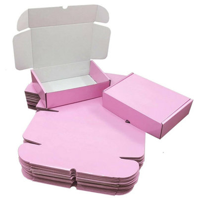 50 x Pink 6 x 4 x1.5" Shiny Gloss Finished Postal Mailing Die Cut Boxes Perfect For Gifts