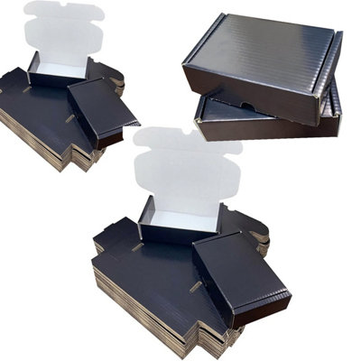 50 x Shiny Black ( 7" x 5.5" x 2") Coloured Cardboard Postal Shipping Mailing Die Cut Boxes
