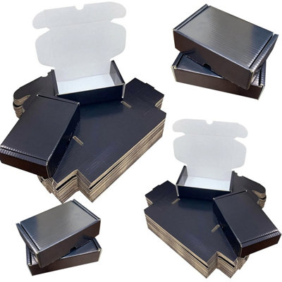 50 x Shiny Black ( 7" x 5.5" x 2") Coloured Cardboard Postal Shipping Mailing Die Cut Boxes - 3