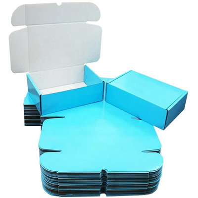 50 x Shiny Light Blue (6" x 4" x 1.5") Coloured Cardboard Postal Shipping Mailing Die Cut Boxes - 3