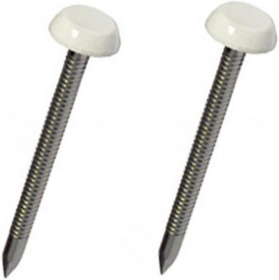 50 x White UPVC 30mm Poly Top Pins Plastic Headed Fascia Fixings