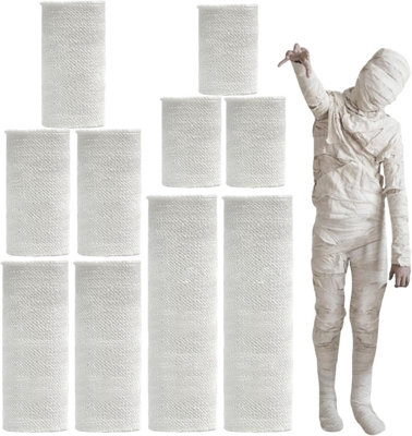 50 Yards 10 Rolls Halloween Mummy Bandage Wrap Cloth, Halloween Mummy ...