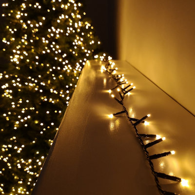 500 LED 12.5m Indoor Outdoor Christmas Multi Function Mains Operated String Lights with Timer in Vintage Gold