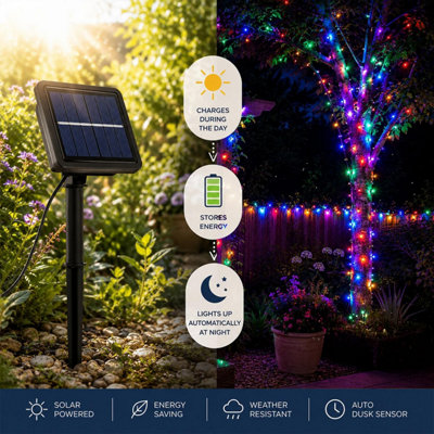 500 LED Solar String Lights with 8 Light Effects, Weather Resistant ...