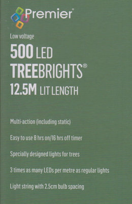 500 LED Treebrights Rainbow Multi-action 12.5M Lit Length Green Cable