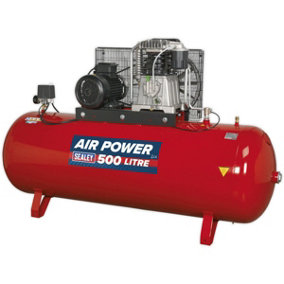 500 Litre Belt Drive Air Compressor - 2-Stage Pump System with 7.5hp Motor
