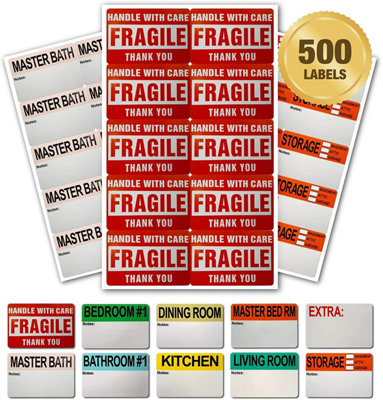 500 Moving Home Box Labels 50 Stickers Each for Easy Organization ...