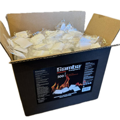 500 Samba Firestarters Odourless Easy Light Long Burn BBQ Oven Stove Fireplace Firelighters 1 Box of 500