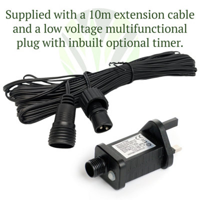 500 Warm White LED's 50m/164ft Black Cable MAINS Power Connectable Indoor Outdoor Waterproof String Lights Garden Party