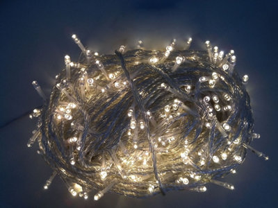 500 Warm White Low Voltage Mains Powered LED Waterproof String Lights with optional timer & memory