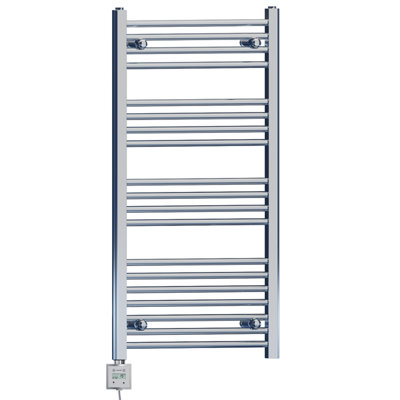 500 x 1000 mm Chrome Electric Bathroom Heated Towel Rail Thermostatic ...