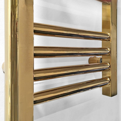 500 x 1000 mm Shiny Gold Dual Fuel Electric Radiator Bathroom Towel Rail Radiator With MOA ...