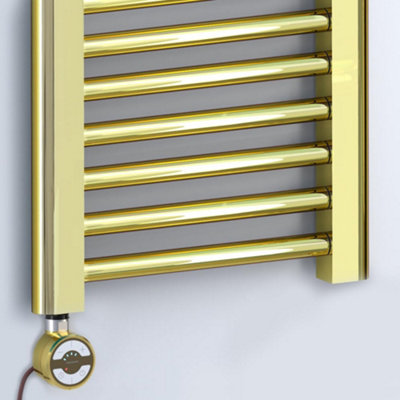 500 x 1200 mm Shiny Gold Electric Bathroom Towel Rail Radiator With ...