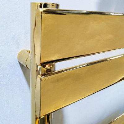 500 x 1200mm Wide Dual Fuel Shiny Gold Panel Heated Bathroom Towel Rail ...