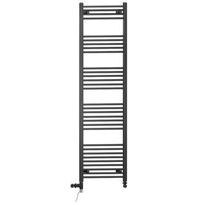 500 x 1800 mm Black Dual Fuel Electric Radiator Bathroom Towel Rail ...