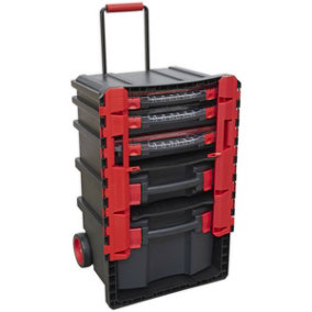 500 x 410 x 770mm Portable Tool Chest / Toolbox - Multi Compartment Wheeled Unit