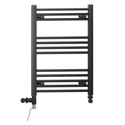 500 x 700 mm Black Dual Fuel Electric Radiator Bathroom Towel Rail ...