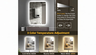 500 x 700 mm LED Bluetooth Wall Mounted Bathroom Mirror
