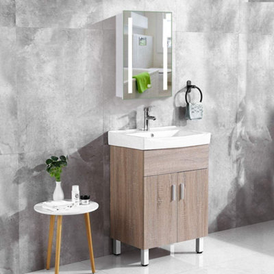500 X 700 MM LED illuminated Bathroom Mirror Cabinet Wall Mounted with Shaver Socket