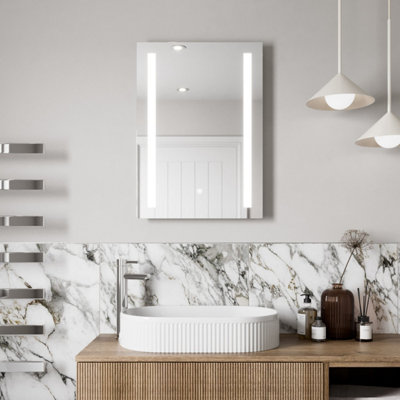 500 x 700mm Bathroom Mirror LED Lights Wall Mounted Mains Power Touch ...