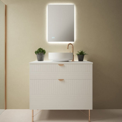 500 x 700mm IP44 Backlit LED Bathroom Mirror with Demister and Tunable ...