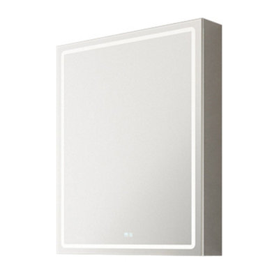 500 x 700mm IP44 LED Bathroom Mirror Cabinet - Touch Demister & Shaver Socket