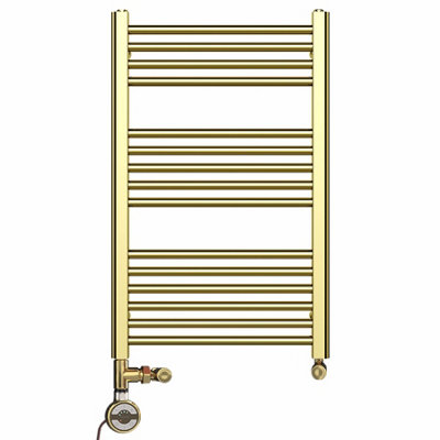 500 x 800 mm Shiny Gold Dual Fuel Electric Radiator Bathroom Towel Rail ...