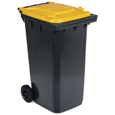 240L Yellow Lid Wheelie Bin Outdoor Household Commercial Industrial Council Size Bins Standard Size Wheel Bin For Recycling from B&Q