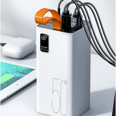 50000mAh 22.5W Super Fast Charging Outdoor Portable Mobile Phone Power Bank  White