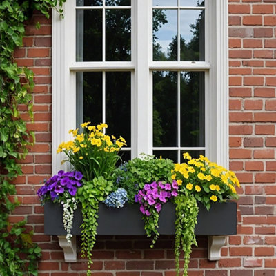 Idealist™ 80Cm Window Box Garden PlanterSlate Grey Reinforced Stone Windowsill PlanterOutdoor Large Plant Pot L80 W17 H17 Cm from B&Q