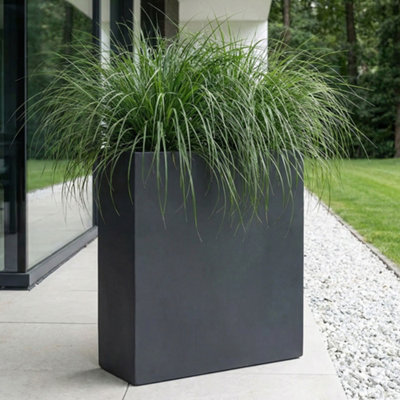 Idealist™ 72Cm Tall Trough Garden PlanterSlate Grey Reinforced Stone Rectangular PlanterOutdoor Large Plant Pot H72 L60 W22 Cm from B&Q