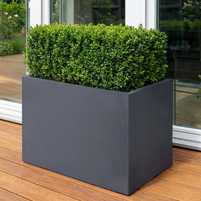 Idealist™ 70Cm Planter Large Garden TroughSlate Grey Reinforced Stone Tall Rectangular Planter L70 W40 H60 Cm168L from B&Q