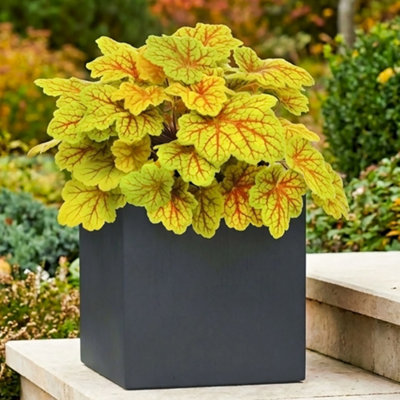 Idealist™ 25Cm Square PlanterSlate Grey Reinforced Stone Flower Box Garden PlanterOutdoor Plant Pot from B&Q