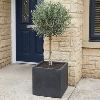 Idealist™ 30Cm Square PlanterSlate Grey Reinforced Stone Flower Box Garden PlanterOutdoor Plant Pot from B&Q