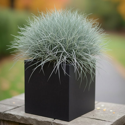 Idealist™ 25Cm Square PlanterBlack Reinforced Stone Flower Box Garden PlanterOutdoor Plant Pot from B&Q