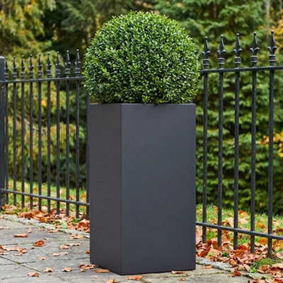 Idealist™ 60Cm Tall PlanterSlate Grey Reinforced Stone Garden PlanterOutdoor Large Plant Pot L27 W27 H60 Cm44L from B&Q