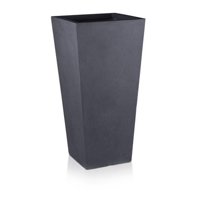 Idealist™ 90Cm Tall PlanterSlate Grey Reinforced Stone Tapered PlanterLarge Outdoor Plants Pots L43 W43 H90 Cm165L from B&Q