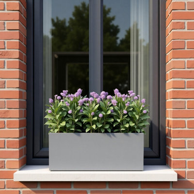 Idealist™ 50Cm PlanterWindow BoxGrey Reinforced Stone Windowsill Herb PlanterOutdoor Plant Pot L50 W20 H20 Cm21L from B&Q