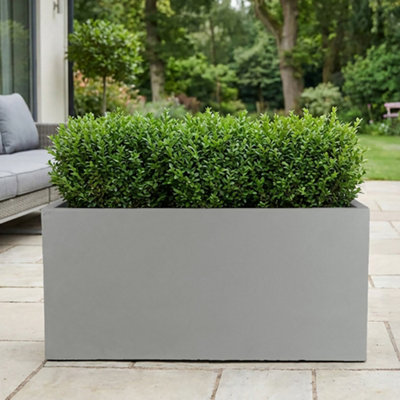 Idealist™ 80Cm Planter Large Garden TroughGrey Reinforced Stone Rectangular PlanterOutdoor Plant Pot L80 W37 H37 Cm from B&Q