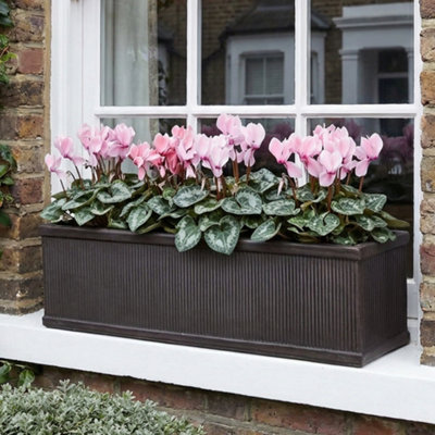 Idealist™ 70Cm Planter Window BoxFaux Lead Stone Garden Windowsill PlanterOutdoor Plant Pot L70 W23 H23 Cm37L from B&Q