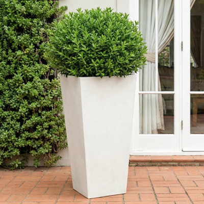Idealist™ 65Cm Tall PlanterWhite Reinforced Stone Tapered Garden PlanterOutdoor Large Plant Pot L32 W32 H65 Cm67L from B&Q