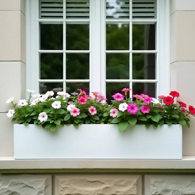 Idealist™ 80Cm PlanterWhite Reinforced Stone Garden Window BoxWindowsill PlanterOutdoor Plant Pot L80 W17 H17 Cm24L from B&Q