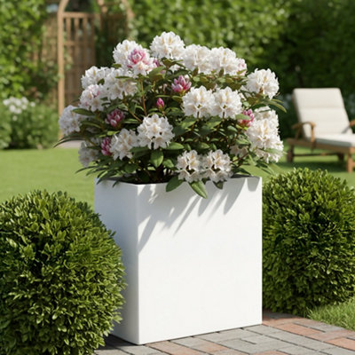Idealist 72Cm Tall Trough Garden PlanterWhite Reinforced Stone Rectangular PlanterOutdoor Large Plant Pot H72 L60 W22 Cm98L from B&Q