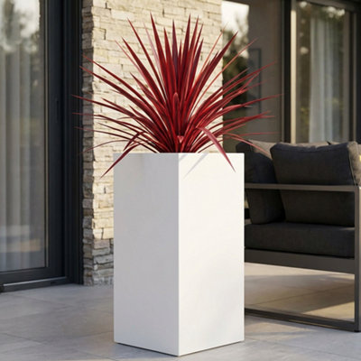 Idealist™ 70Cm Tall PlanterWhite Reinforced Stone Garden PlanterOutdoor Large Plant Pot L33 W33 H70 Cm79L from B&Q