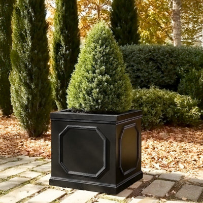 Idealist™ 45Cm PlanterDark Grey Reinforced Stone Chelsea Flower Box Garden PlanterFaux Lead Square Outdoor Plant Pot from B&Q