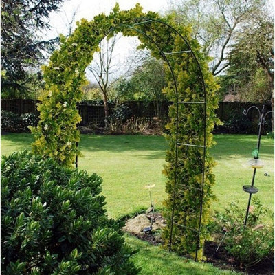  - Black 2.4M Metal Frame Garden Arch Heavy Duty Climb Plant Rose Support