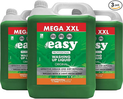 Easy Original Washing Up Liquid (5L X 3)Removes Dirt And Grease from B&Q