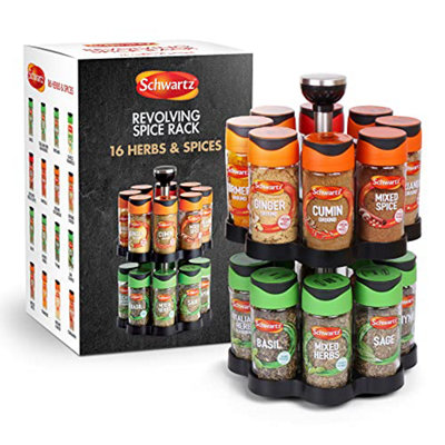 Schwartz Rotating Spice RackSpace SavingIncludes 16 Herbs And Spices Jars For Your Favourite Dishes373 G 18 Cm (W) X 26 from B&Q